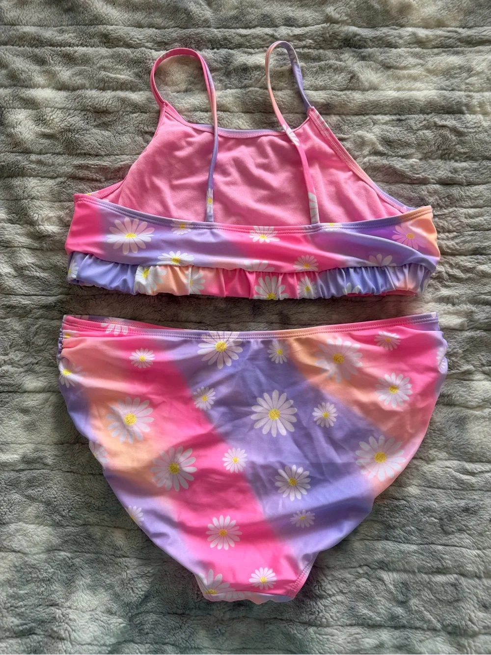 Wonder Nation Size 18 XXL Girls' Pink & Purple Daisy Swim Set - Like New